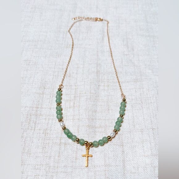 Bohemian beaded cross necklace N506 - Picture 2 of 3